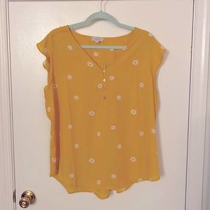 LOFT Yellow Daisy Blouse, size XL